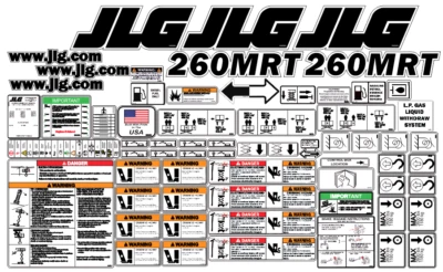JLG 260MRT Scissor Lift Decal Kit     (Safety Only)  7 YEAR VINYL! - Image 1 of 2