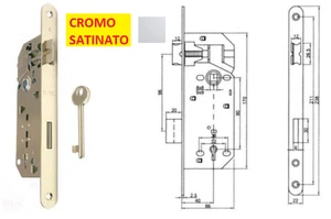 Serratura D 90 bordo tondo per porte interne cromo satinato entrata 40 45 50 - Foto 1 di 2