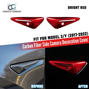Cubierta de señal de giro de cámara guardabarros lateral fibra de carbono real para Tesla modelo 3 Y 17-22 - Imagen 1 de 7
