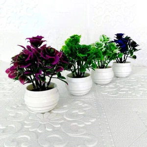Artificial Potted Flowers Fake False Plant Outdoor Garden Home In Pot Decor HOT - Picture 1 of 25