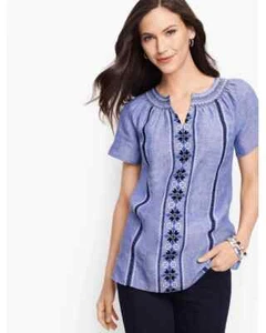 NUEVO Top Talbots 100% Lino Bordado Manga Raglán Talla Grande - Imagen 1 de 23