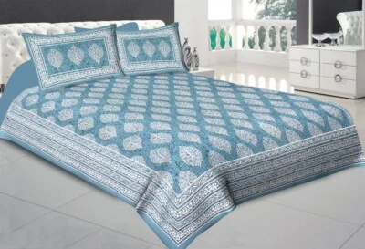 Sábana bajera tradicional india floral moderna 100 % algodón con 2 fundas de almohada Foto 1 de 4