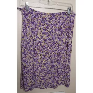 Ann Taylor Ladies Purple Floral Rayon Knee Length Skirt Size 8 - Picture 1 of 4