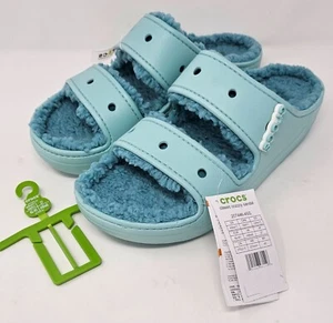 NEW!!! Crocs classic cozzzy pure water blue lined sandals Women's Size 11 - Picture 1 of 12