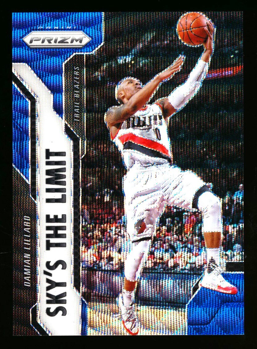 2016-17 PANINI PRIZM DAMIAN LILLARD BLUE WAVE REFRACTOR HOLO BUCKS RARE #80/99!