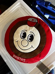*The Ohio State University BRUTUS BUCKEYE Peluche Rosso Rotondo 12"" x 3,75"" Cuscino - Foto 1 di 4