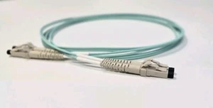 NEW AMP 2m OM3 Aqua Fibre Optic LC LC Duplex MM 50 125 Patch Cable - Picture 1 of 5