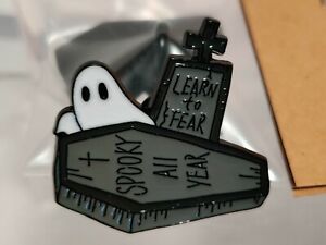 Spooky All Year Coffin Ghost Pin