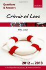 Q & A Revision Guide: Criminal Law 2012 and 2013 (Law Question... by Molan, Mike