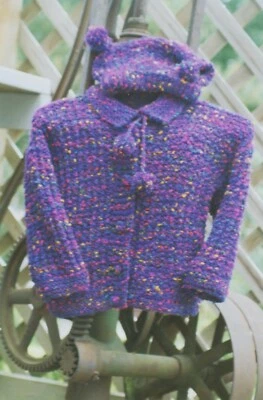 Sarah James Knitting Pattern CH503 Child's Pom Pom Jacket & Hat 2-6 yrs - Image 1 of 3