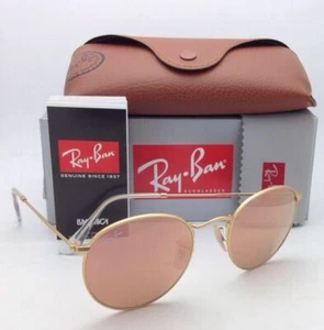 New Ray-Ban Sunglasses ROUND METAL RB 3447 112/Z2 Gold Frame w/ Pink Mirror Lens - Picture 1 of 12