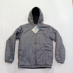 Nautica Lightweight Down Puffer Jacket Hoodie Sz L 14/16 Reversible Black / Gray - Picture 1 of 9