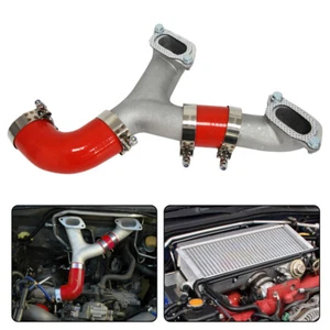 Für 2002-2007 Subaru Impreza WRX STI Upgrade Ladeluftkühler Y-Rohr + rote Kupplungen - Bild 1 von 10