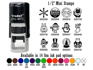 Merry Christmas Holiday Cat Owl 1/2" Self-Inking Rubber Stamp Ink Stamper - Picture 1 of 5