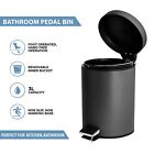 3 Litre Bathroom Pedal Rubbish Waste Bin and Toilet Brush Holder Set