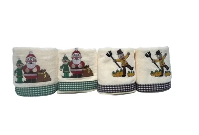 Toallas de mano de vacaciones 2 espantapájaros 2 Santa Don Aslett microfibra 4 toallas de mano Foto 1 de 4