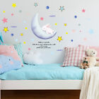 Caricature lapin endormi étoile lune autocollant mural bébé crèche chambre art décalcomanie cadeau