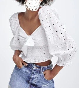 Zara Cropped Oberteil mit Lochstickerei Gr.S - Bild 1 von 11