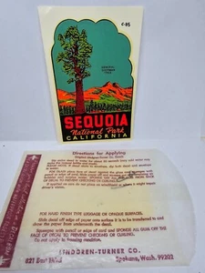 Vintage 40s-50s SEQUOIA NATIONAL PARK California CA Decal Lindgren-Turner Travel - Picture 1 of 3