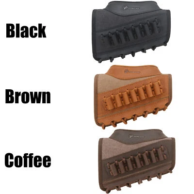 WAYNE' S DOG Gun Buttstock Cheek Rest Riser Leather Cartridge Ammo Holder .357 .22 .22-250