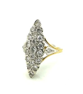 Magnifico Anello Oro 18 Carati - Marquise IN Diamanti 0,80 3,42 G - Foto 1 di 5