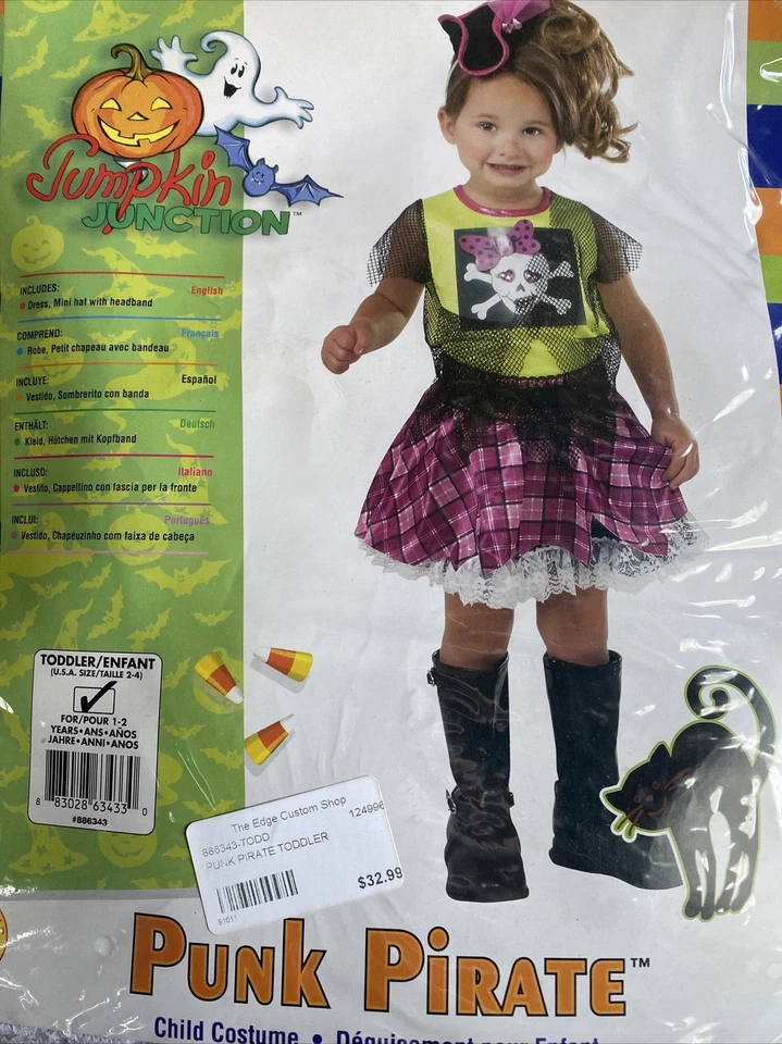 Punk Pirata Calabaza Junction Niño/Niña Halloween Disfraz Vestido y Sombrero NUEVO Foto 1 de 3