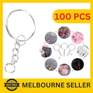 100pcs Bulk Split Metal Key Rings Keyring Blanks With Link Chains For DIY Craft - Picture 1 of 8