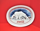 Coca Cola 'Polar Bear Push' Winter Christmas Metal Tin Tray 1996