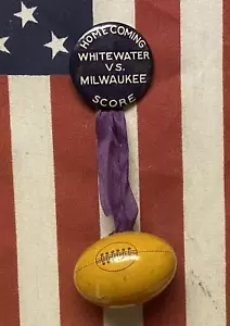 Vintage1930s Whitewater vs Milwaukee College Football Game Pin w/ Ball Dangle WI - Picture 1 of 7