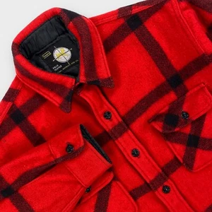 VINTAGE Sears Field Tested Shirt Jacket Mens Medium Red Check Buffalo Mackinaw - Picture 1 of 10
