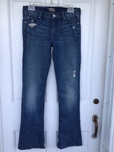 MOTHER The Runaway Graffiti Girl Jeans Damen Gr. 27 Flare Blau Distressed - Bild 1 von 8