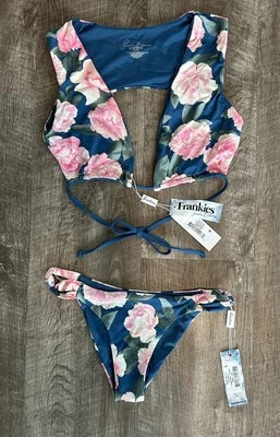 Frankies Bikini Traje de Baño Parte Superior e Inferior Rosa Peonía Nuevo con Etiquetas Top Talla M Parte Inferior Talla L Foto 1 de 4