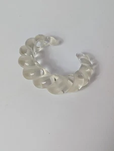 Vintage Frosted Clear Glass Intertwined Twist Cuff Bracelet Wearable Art - Picture 1 of 7