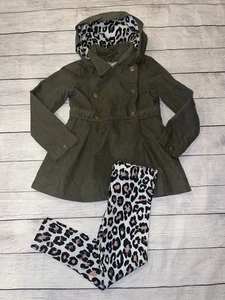 Girls 4T Tahari Leopard Leggings Green Jacket Set  - Picture 1 of 2