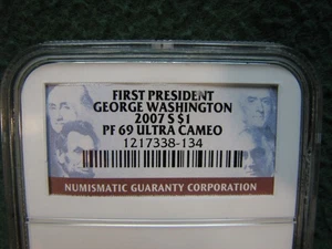 2007 1 $ US Presidential Dollar Münze George Washington NGC Pf 69 ULTRA CAMEO - Bild 1 von 3