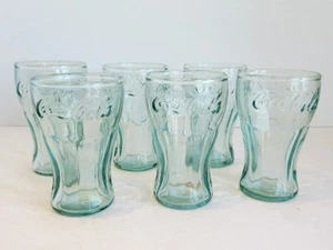 6er Set Mini Coca Cola Gläser Green Tint Coke 3,125" groß Werbung - Bild 1 von 5