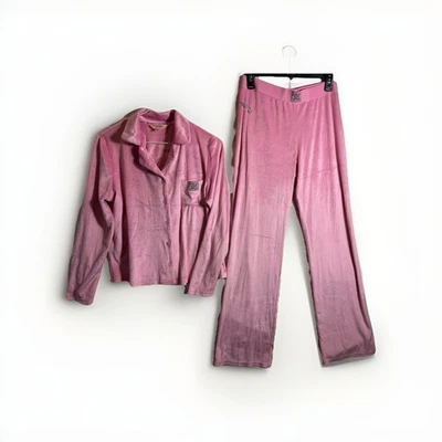 NWT JUICY COUTURE VELOUR pajamas MEDIUM cozy pink wide leg cottage VELVET soft - Image 1 of 4
