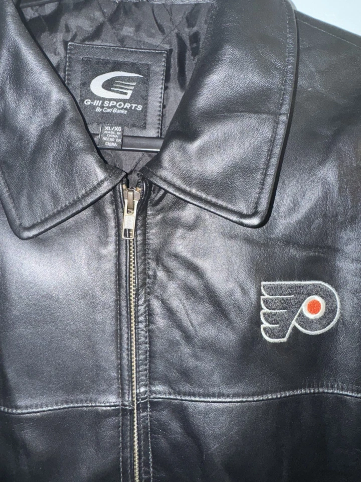 Chaqueta deportiva Philadelphia Flyers G-III 100 % cuero XL Carl Banks negra NHL para hombre Foto 1 de 4