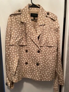 Trench oscillante Ann Taylor tratted marrone bianco a pois grande FS! - Foto 1 di 6