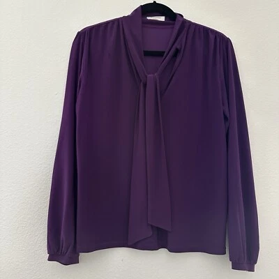 Aritzia Babaton Royal Purple Office Tie Neck Blouse Size Small - Image 1 of 4