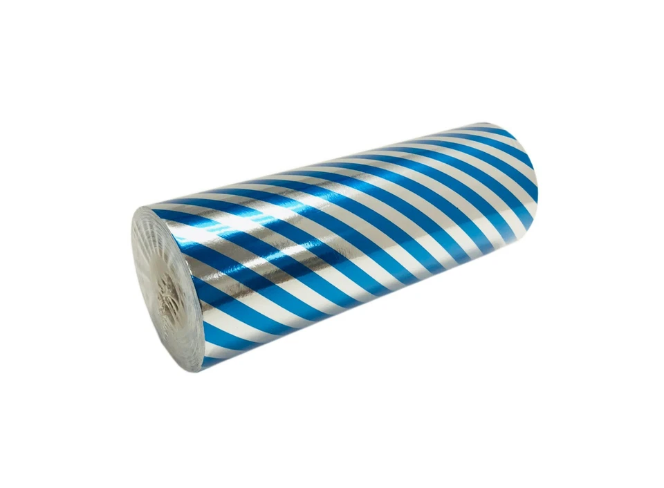 Jewelry 7.5" x 150 ft Blue Stripe Silver Foil Gift Wrapping Paper All Occasions - Image 1 of 1