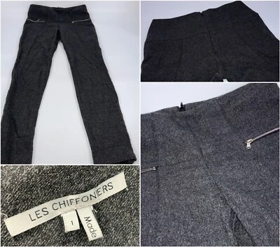 Pantalones ajustados Les Chiffoniers Moto para mujer talla 1 gris lana cachemir EE. UU. YGI I2-336 Foto 1 de 4