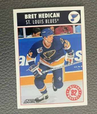 1992-93 Score Blues Hockey Card #471 Bret Hedican TP Rookie - Image 1 of 2