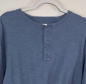 Faherty Mens Blue Cotton Long Sleeve Henley Shirt Sz XL #A5 - Picture 1 of 7