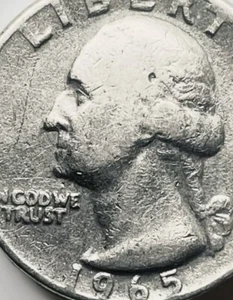 RARE! 1965-P Washington Quarter Broken Nose Error! THE ONLY ONE of its kind!! - Picture 1 of 3