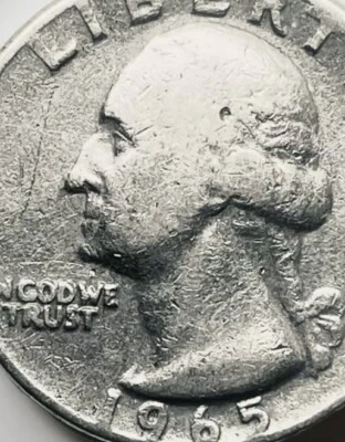 SUPER RARE! 1965 P Washington Quarter With a Broken Nose Error! ONE OF A KIND! - Image 1 of 3