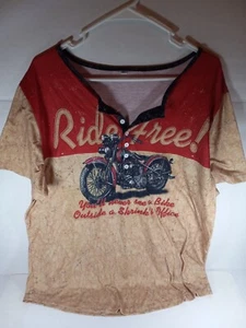 ride free vintage motercycle t-shirt v-cut XXL - Bild 1 von 1