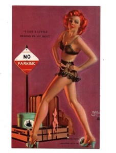 1945 ARTIST PIN-UP GIRLS MUTOSCOPE CARDS MS113 I GOT a LITTLE BEHIND in my RENT