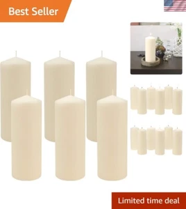 Classic 3x8 Inch Ivory Pillar Candles - 6-Pack for All Occasions and Seasons - Picture 1 of 11