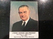 1964 General Mills U.S. Presidential Portrait Card LYNDON JOHNSON Democrat 36th